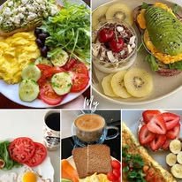 Collage de desayunos saludables